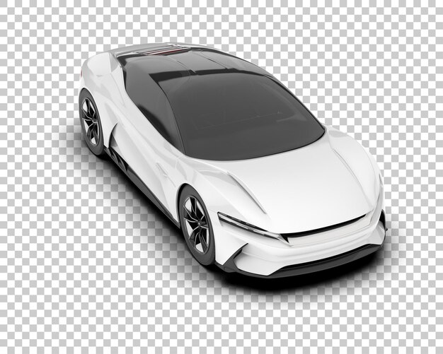 Coche deportivo blanco sobre fondo transparente Ilustración de renderizado 3d