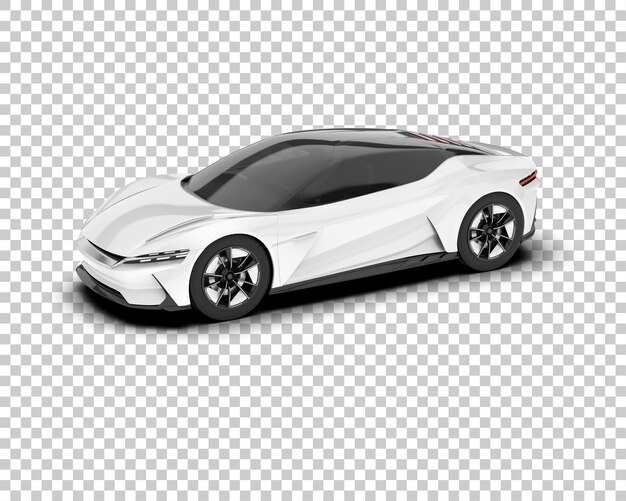 Coche deportivo blanco sobre fondo transparente Ilustración de renderizado 3d