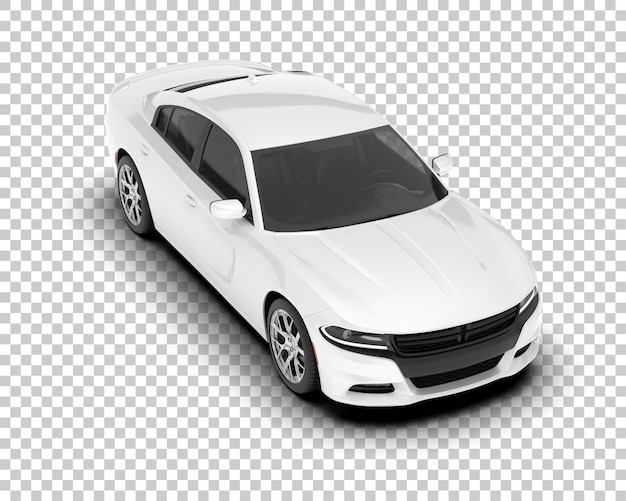 Coche deportivo blanco sobre fondo transparente Ilustración de renderizado 3d