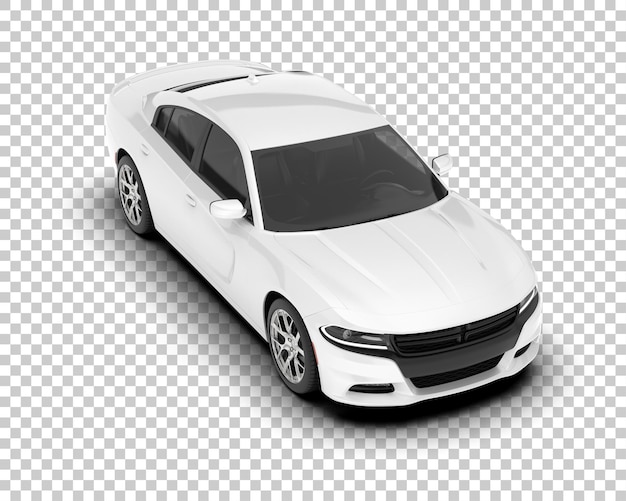 Coche deportivo blanco sobre fondo transparente ilustración de renderizado 3d