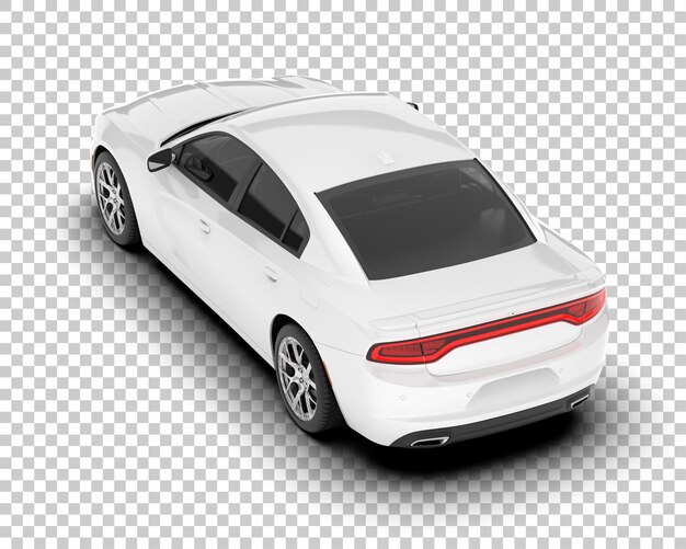 Coche deportivo blanco sobre fondo transparente Ilustración de renderizado 3d