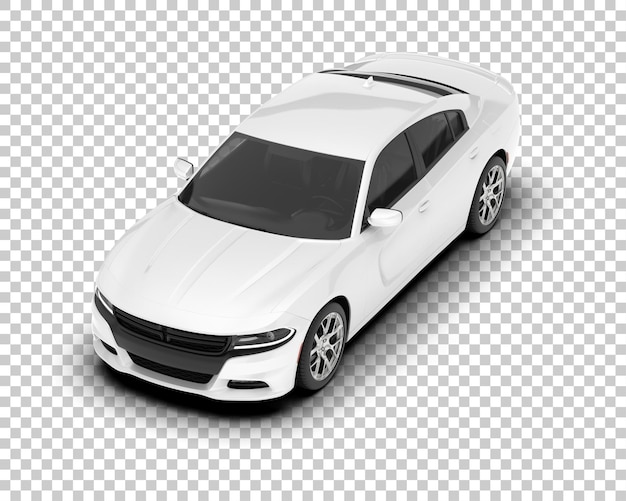 Coche deportivo blanco sobre fondo transparente Ilustración de renderizado 3d