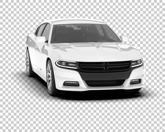 Coche deportivo blanco sobre fondo transparente Ilustración de renderizado 3d