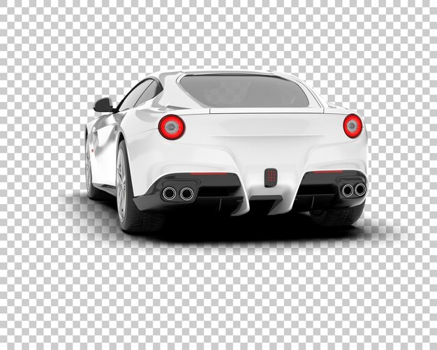 Coche deportivo blanco sobre fondo transparente Ilustración de renderizado 3d