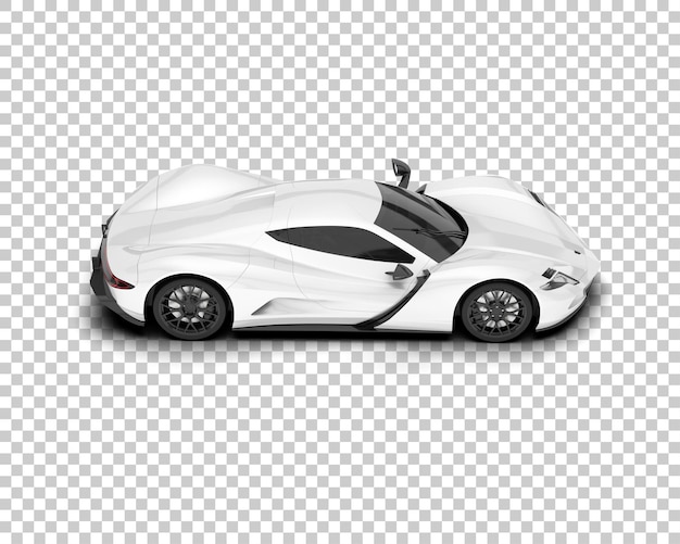 Coche deportivo blanco sobre fondo transparente Ilustración de renderizado 3d