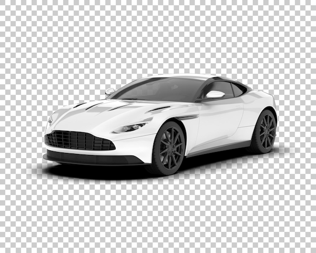 Coche deportivo blanco sobre fondo transparente Ilustración de renderizado 3d