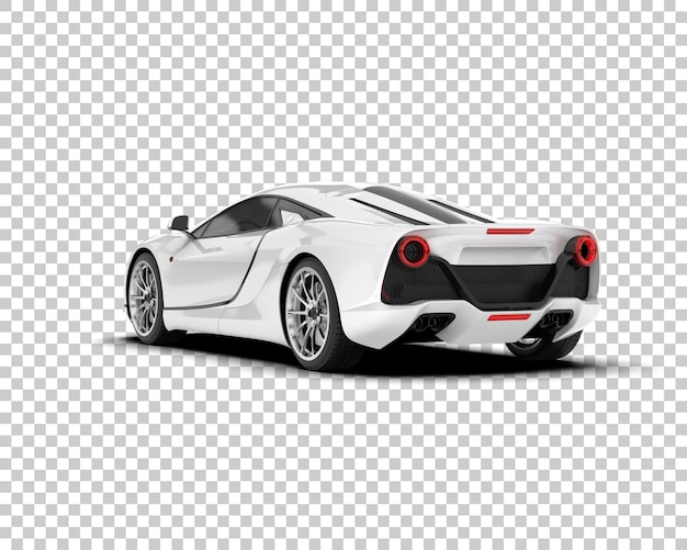 Coche deportivo blanco sobre fondo transparente Ilustración de renderizado 3d