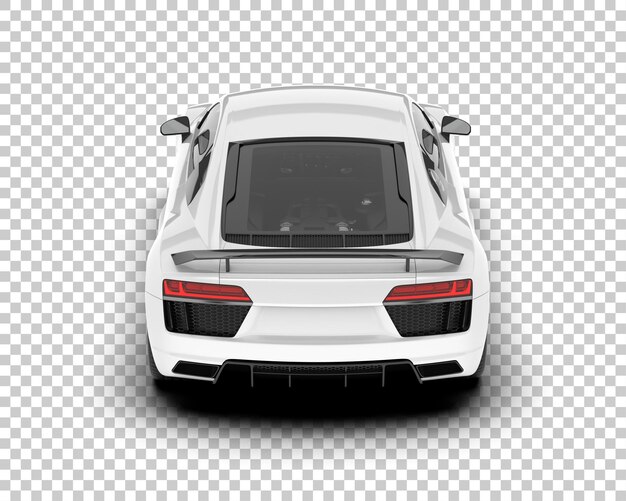 Coche deportivo blanco sobre fondo transparente Ilustración de renderizado 3d