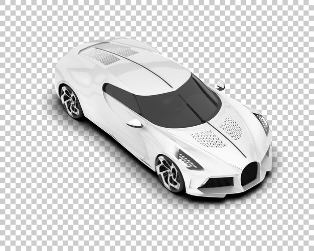 Coche deportivo blanco sobre fondo transparente Ilustración de renderizado 3d