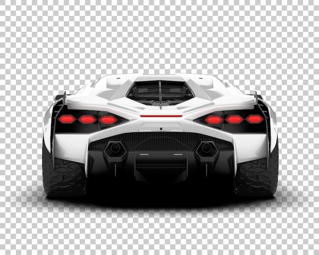 Coche deportivo blanco sobre fondo transparente Ilustración de renderizado 3d
