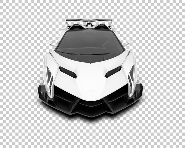 Coche deportivo blanco sobre fondo transparente Ilustración de renderizado 3d