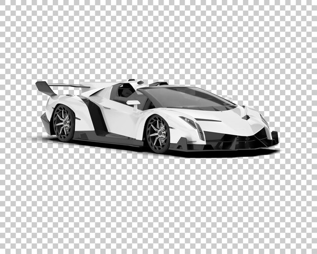 Coche deportivo blanco sobre fondo transparente Ilustración de renderizado 3d