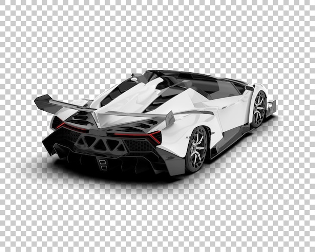 Coche deportivo blanco sobre fondo transparente Ilustración de renderizado 3d