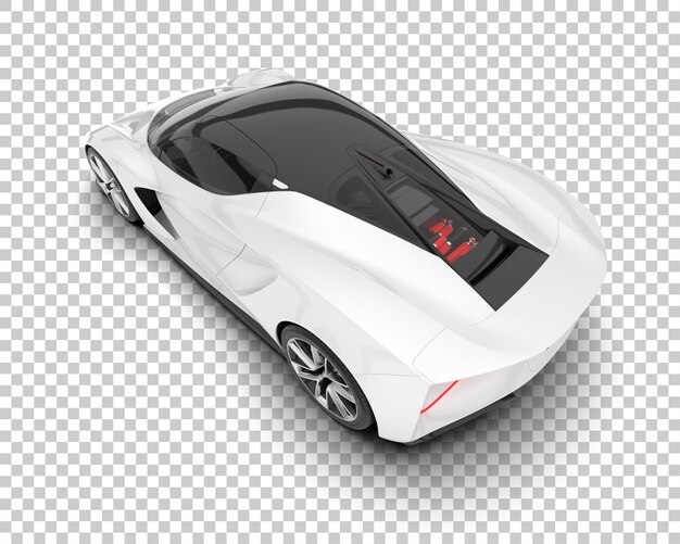 Coche deportivo blanco sobre fondo transparente Ilustración de renderizado 3d