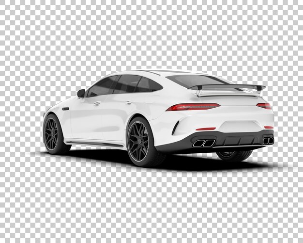 Coche deportivo blanco sobre fondo transparente Ilustración de renderizado 3d