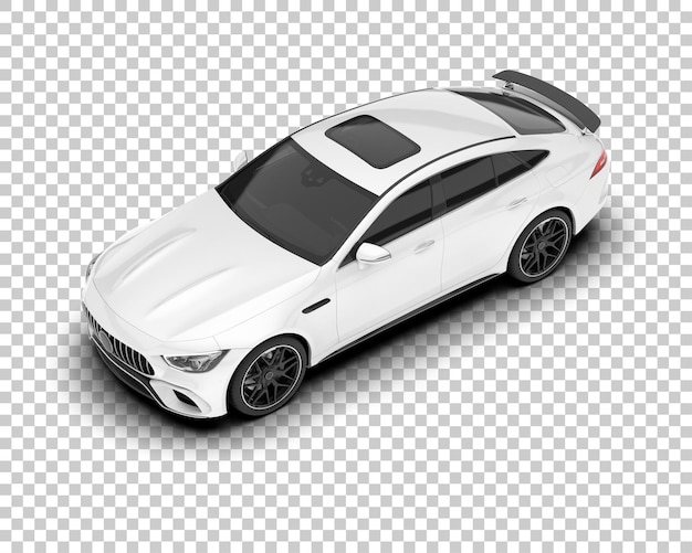 Coche deportivo blanco sobre fondo transparente Ilustración de renderizado 3d