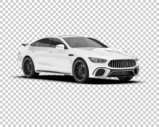 Coche deportivo blanco sobre fondo transparente Ilustración de renderizado 3d