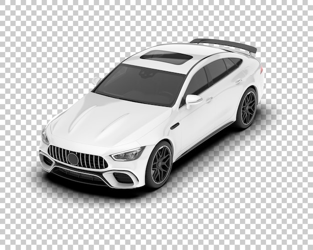 Coche deportivo blanco sobre fondo transparente Ilustración de renderizado 3d