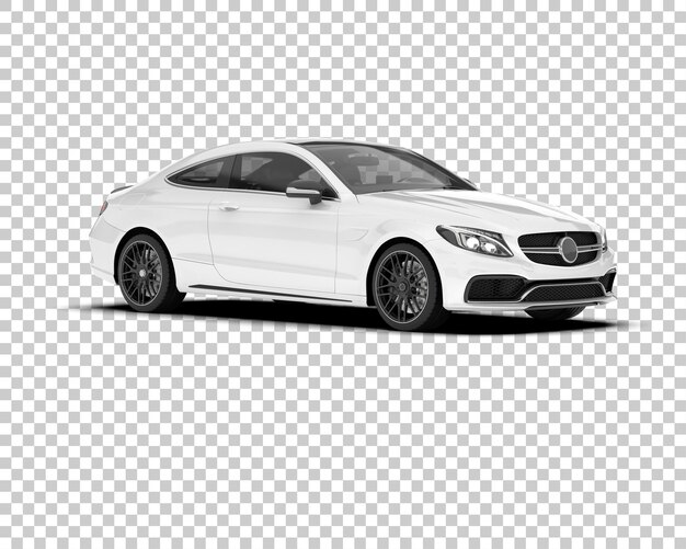 Coche deportivo blanco sobre fondo transparente Ilustración de renderizado 3d