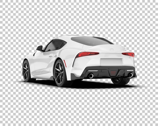 Coche deportivo blanco sobre fondo transparente ilustración de renderizado 3d