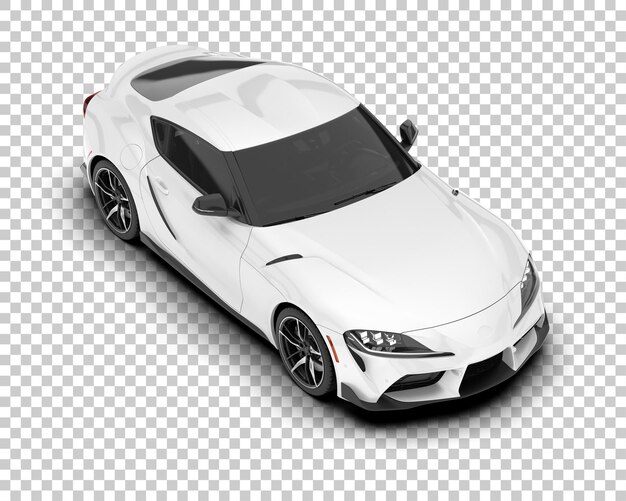 Coche deportivo blanco sobre fondo transparente ilustración de renderizado 3d