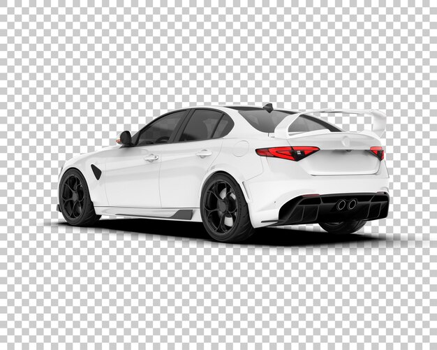 Coche deportivo blanco sobre fondo transparente Ilustración de renderizado 3d
