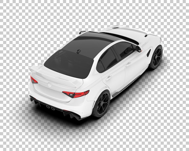 Coche deportivo blanco sobre fondo transparente ilustración de renderizado 3d