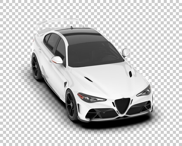 Coche deportivo blanco sobre fondo transparente Ilustración de renderizado 3d