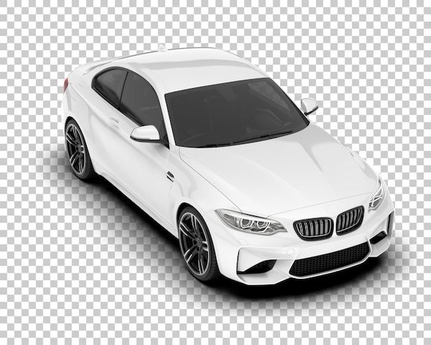 Coche deportivo blanco sobre fondo transparente Ilustración de renderizado 3d
