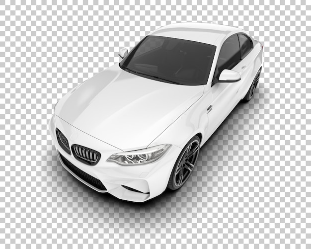 Coche deportivo blanco sobre fondo transparente Ilustración de renderizado 3d