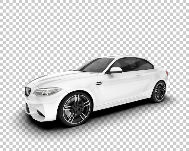 Coche deportivo blanco sobre fondo transparente Ilustración de renderizado 3d
