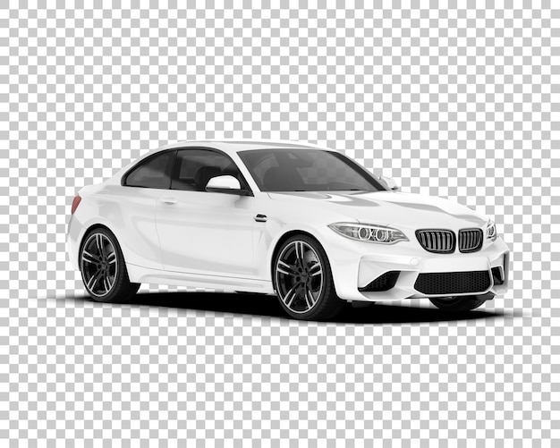 Coche deportivo blanco sobre fondo transparente Ilustración de renderizado 3d