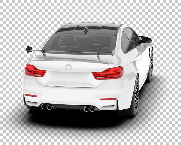 Coche deportivo blanco sobre fondo transparente Ilustración de renderizado 3d