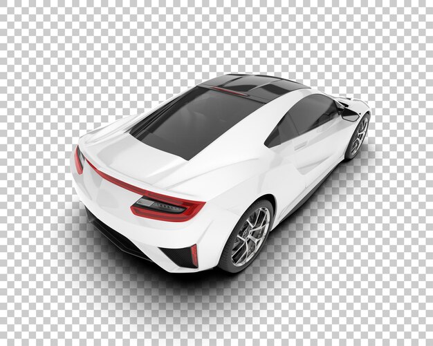 Coche deportivo blanco sobre fondo transparente Ilustración de renderizado 3d