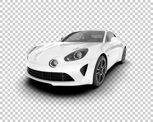 Coche deportivo blanco sobre fondo transparente Ilustración de renderizado 3d