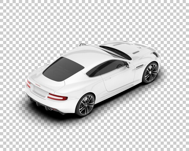 Coche deportivo blanco sobre fondo transparente Ilustración de renderizado 3d