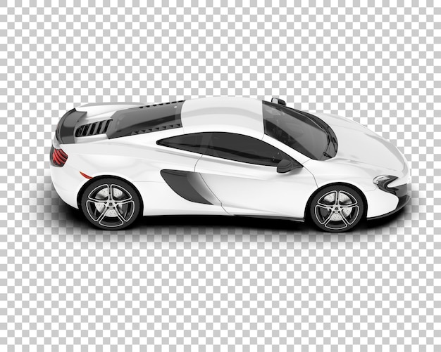 Coche deportivo blanco sobre fondo transparente ilustración de renderizado 3d