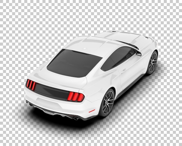 Coche deportivo blanco sobre fondo transparente Ilustración de renderizado 3d