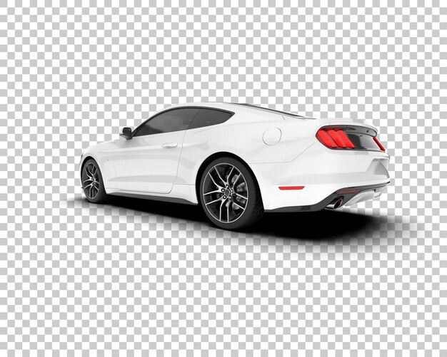 Coche deportivo blanco sobre fondo transparente Ilustración de renderizado 3d