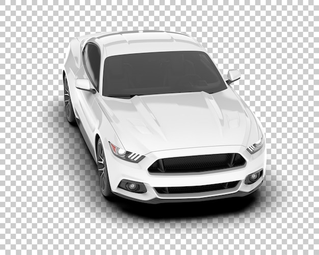 Coche deportivo blanco sobre fondo transparente Ilustración de renderizado 3d