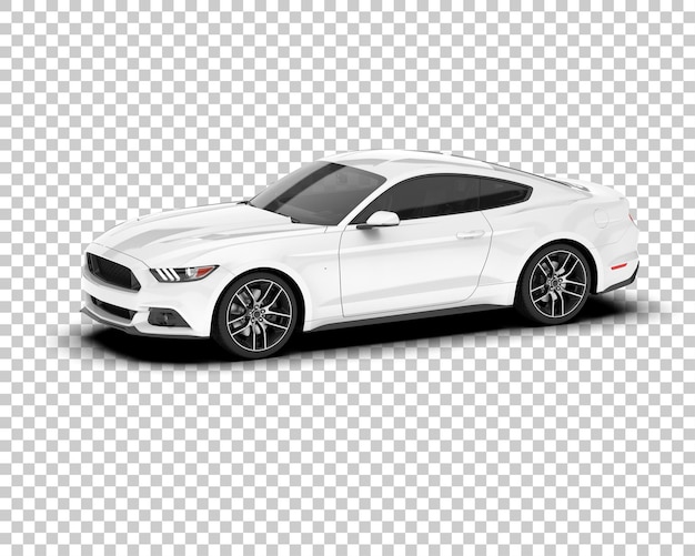 Coche deportivo blanco sobre fondo transparente Ilustración de renderizado 3d