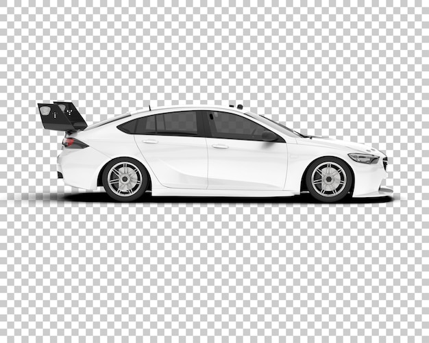 Coche deportivo blanco sobre fondo transparente Ilustración de renderizado 3d