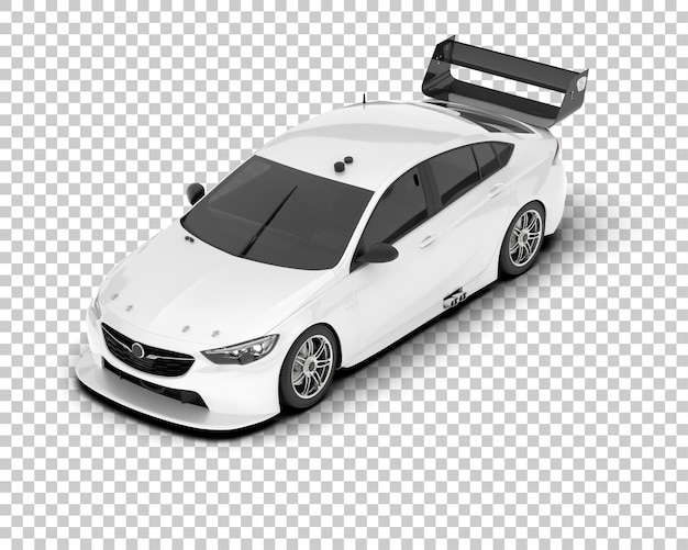 Coche deportivo blanco sobre fondo transparente Ilustración de renderizado 3d