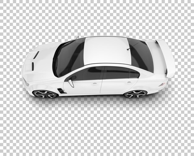 Coche deportivo blanco sobre fondo transparente Ilustración de renderizado 3d