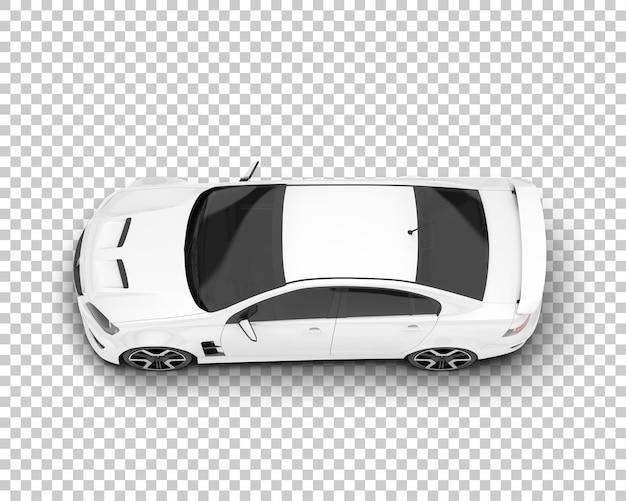 Coche deportivo blanco sobre fondo transparente Ilustración de renderizado 3d