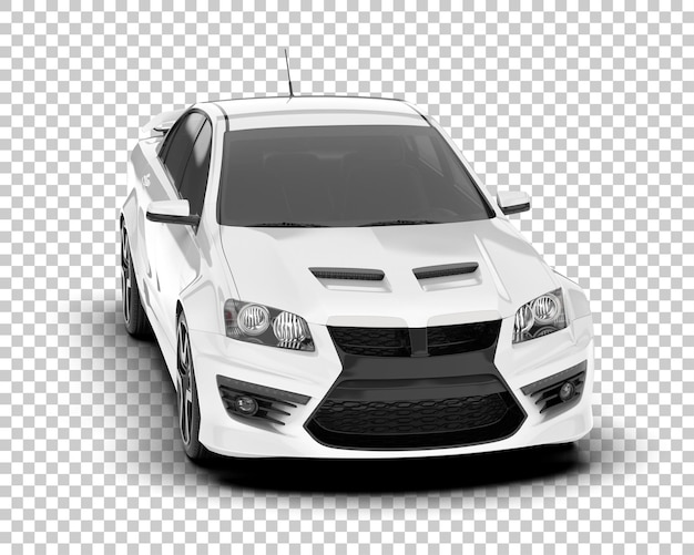 Coche deportivo blanco sobre fondo transparente Ilustración de renderizado 3d