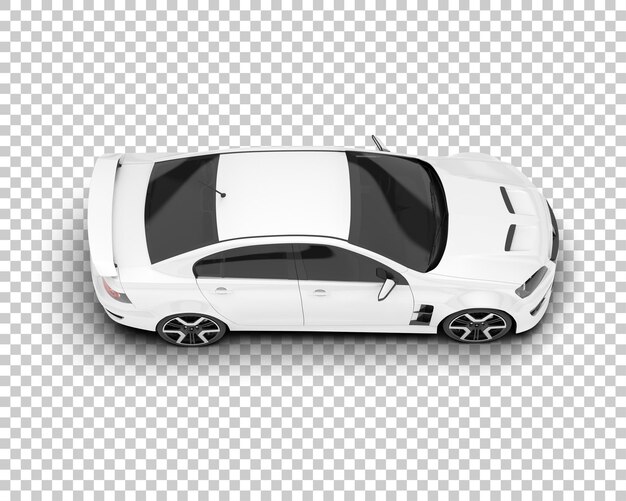 Coche deportivo blanco sobre fondo transparente Ilustración de renderizado 3d