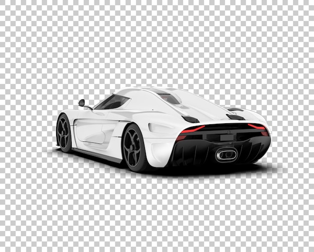 Coche deportivo blanco sobre fondo transparente ilustración de renderizado 3d