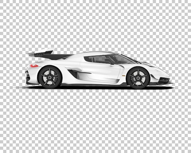 Coche deportivo blanco sobre fondo transparente ilustración de renderizado 3d