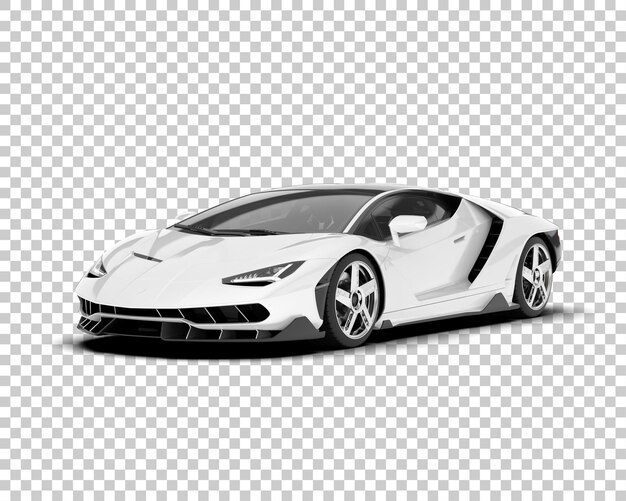 Coche deportivo blanco sobre fondo transparente ilustración de renderizado 3d